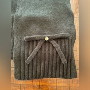Kate Spade Black Knit Scarf with Bow Detail